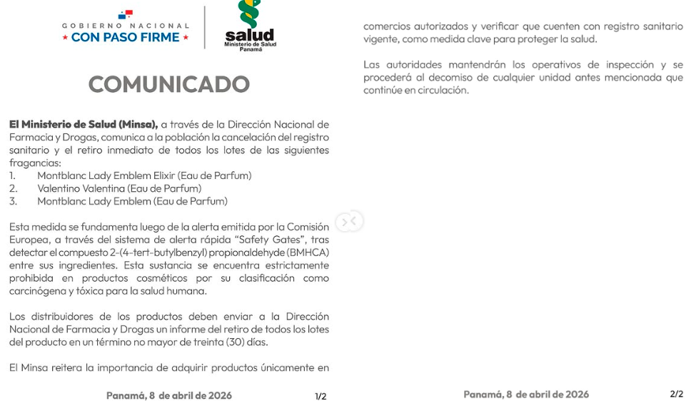 Alerta de Minsa de Panam�.