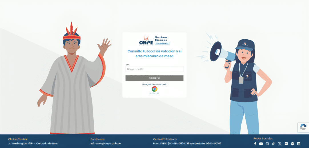 Plataforma en la que puedes consultar local de votaci�n y mesa de sufragio