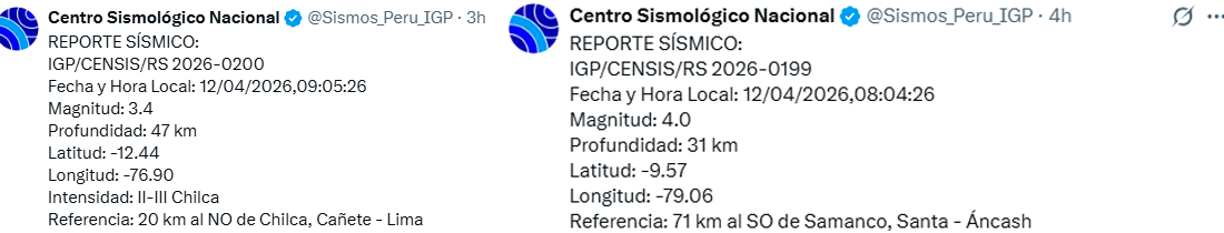 Dos sismos sacudieron hoy, 12 de abril, en medio de las votaciones.