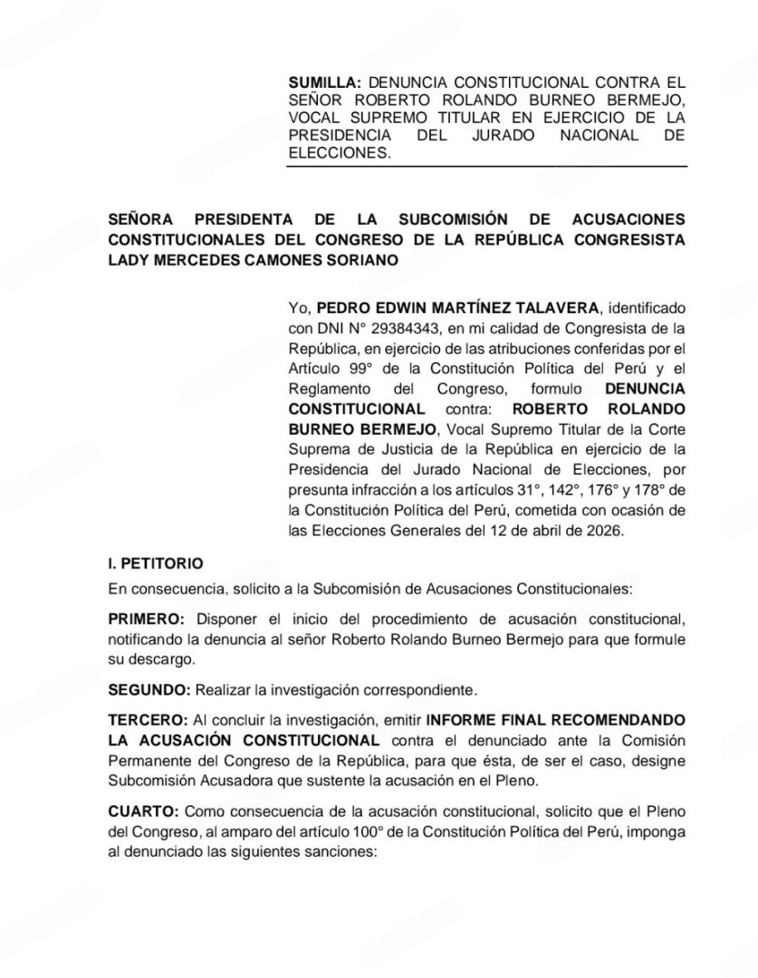 Denuncia Constitucional contra Burneo.