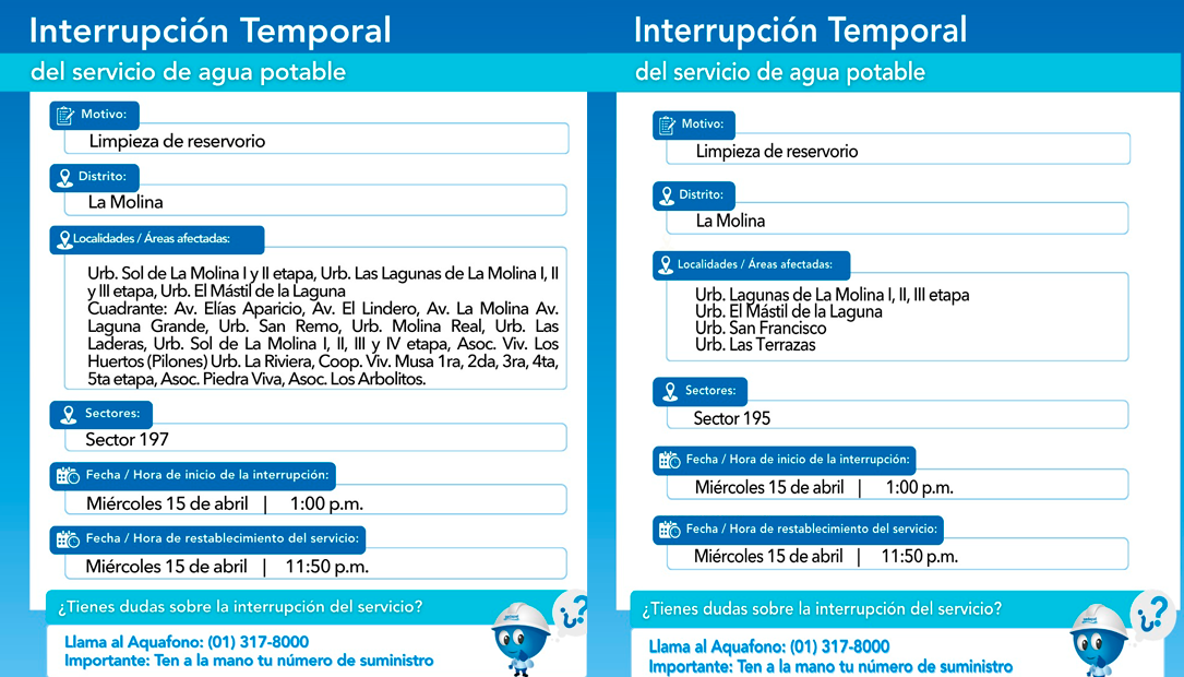 Corte de agua en La Molina.