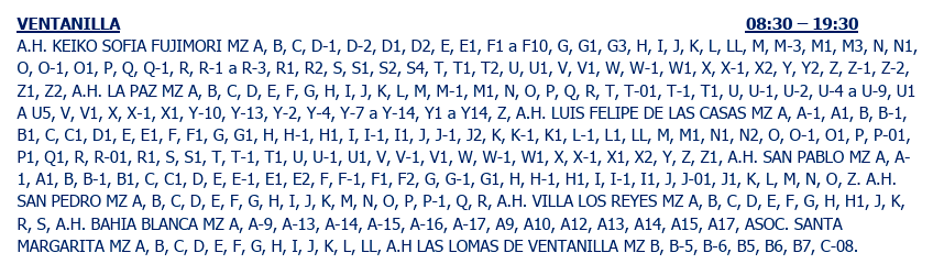Ventanilla sin luz el 15 de abril.