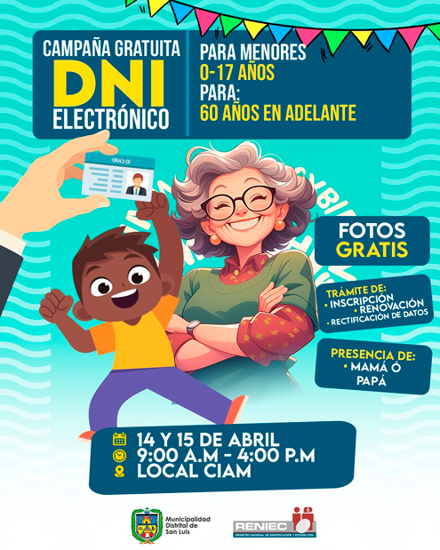 Campa�a sin costo para el DNI electr�nico el 15 de abril.