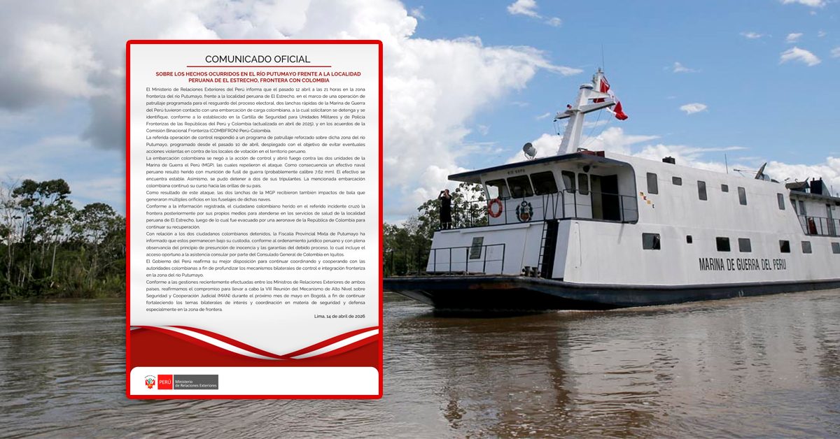 Perú responde a Colombia y aclara lo que pasó en enfrentamiento armado en el río Putumayo