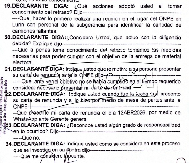 José Samamé aseguró no tener responsabilidad en el caos electoral del 12 de abril.