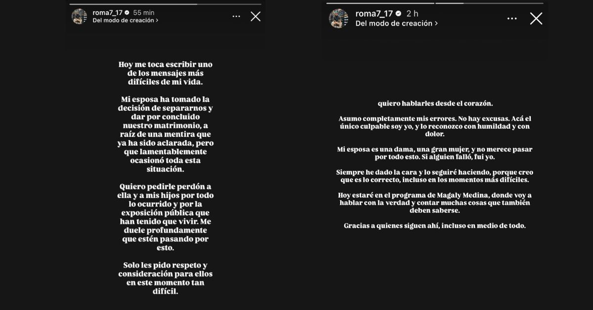 Comunicado de Reimond Manco en sus redes sociales