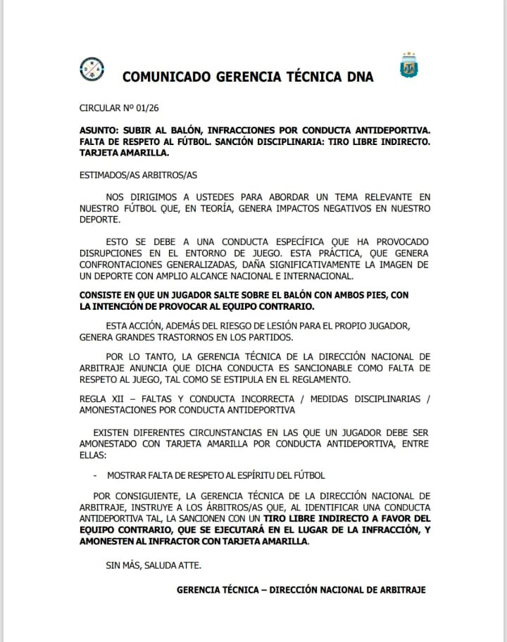 Comunicado de la DNA