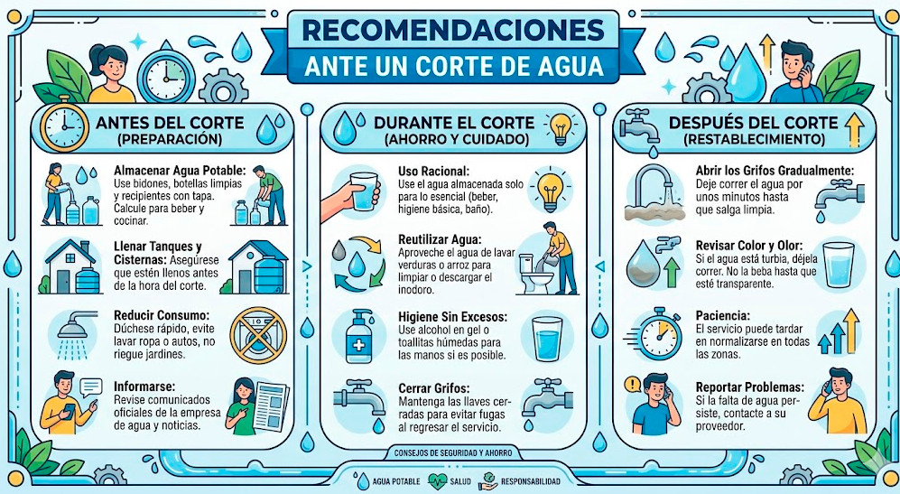 Recomendaciones ante un corte de agua.