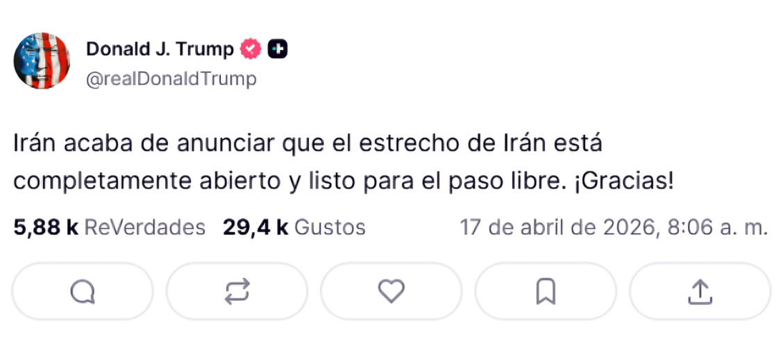 Publicaci�n de Donald Trump en Truth Social