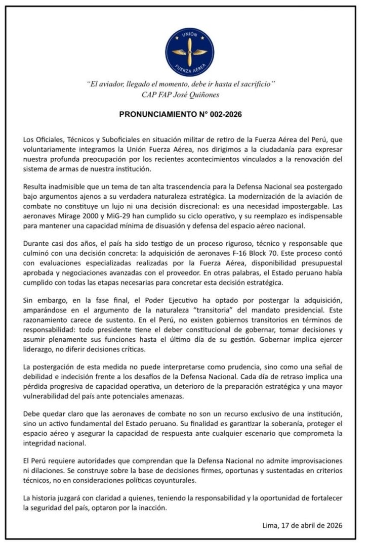 Militares en situaci�n de retiro cuestionaron al gobierno de Balc�zar por no querer tomar una decisi�n con respecto a la compra de las aeronaves.
