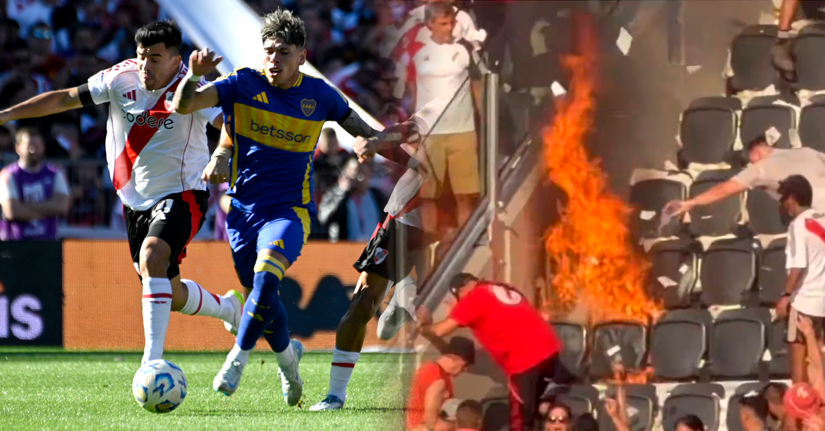 Caos en el Superclásico argentino: Tribuna se incendia previo al duelo entre River Plate y Boca Juniors