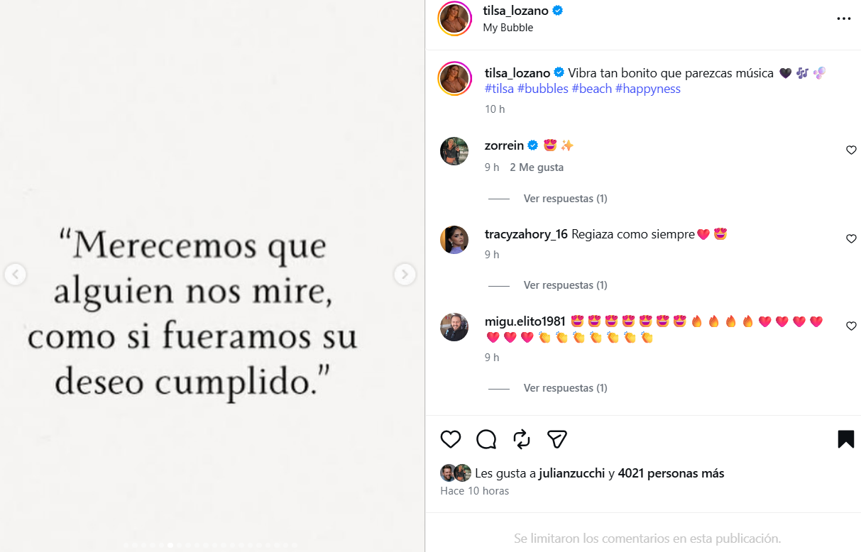 El mensaje de Tilsa Lozano