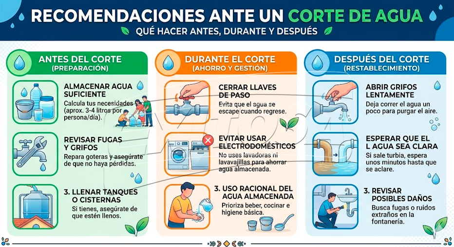 Consejos ante el corte de agua el 23 de abril.
