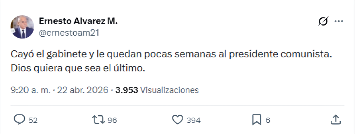 Publicaci�n de expremier Ernesto �lvarez