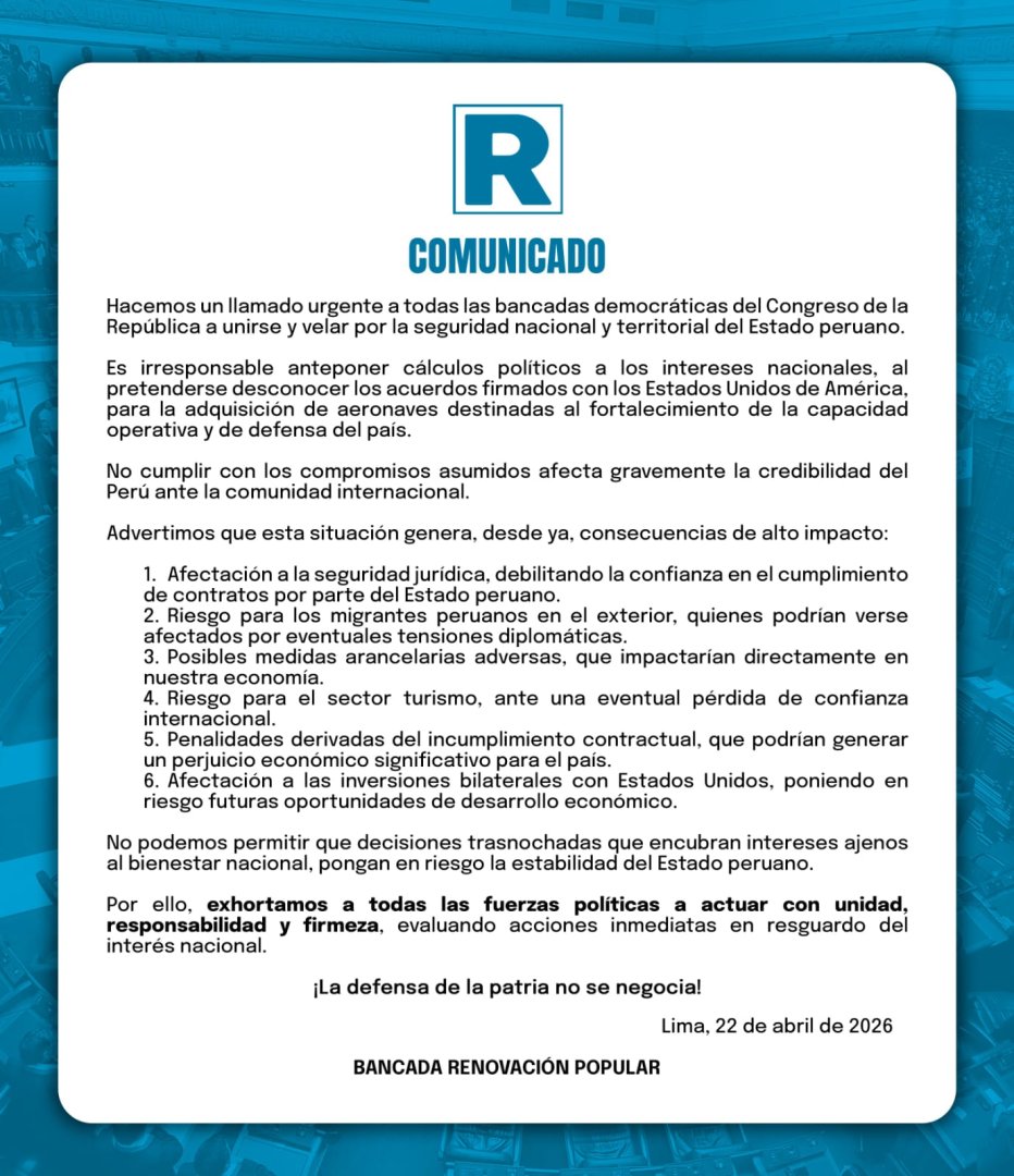 Comunicado Renovaci�n Popular