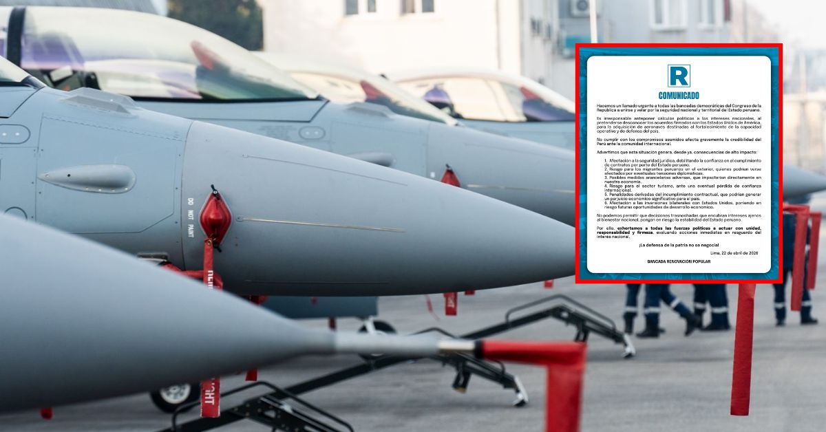Renovación Popular exige respeto a acuerdos con EE.UU. por compra de aviones F-16