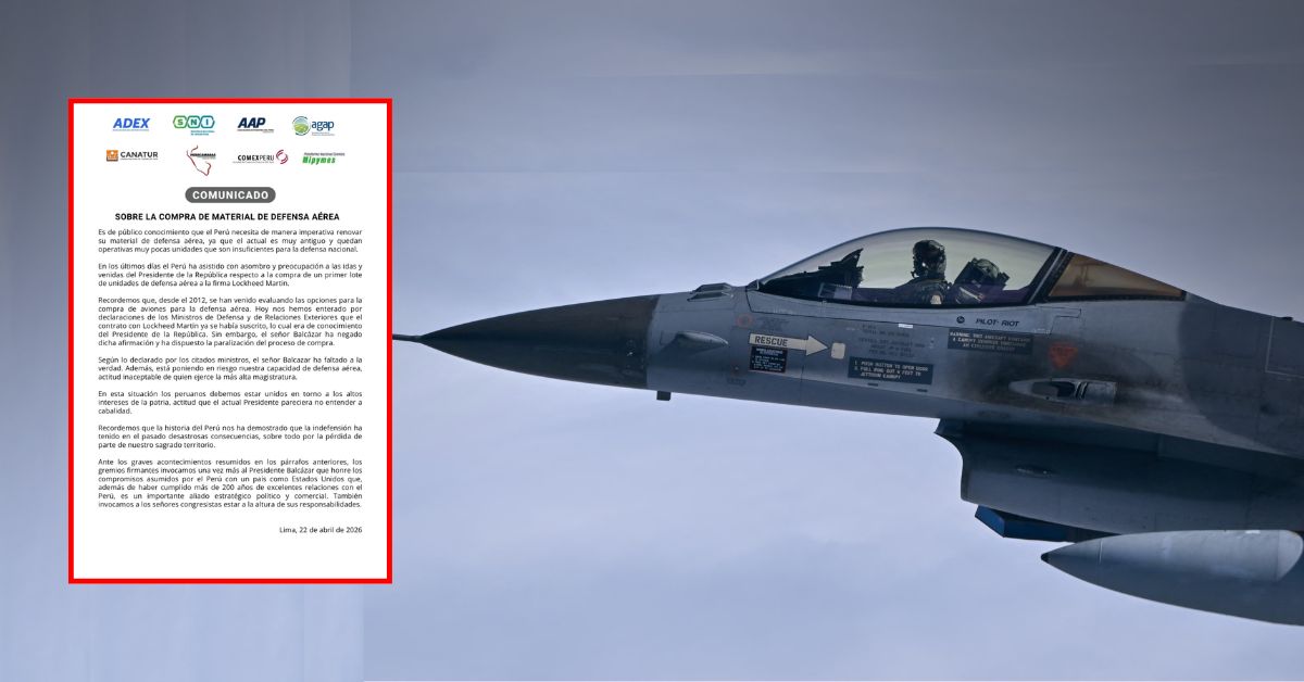 Gremios empresariales se pronuncian por compra frustrada de material de defensa aérea