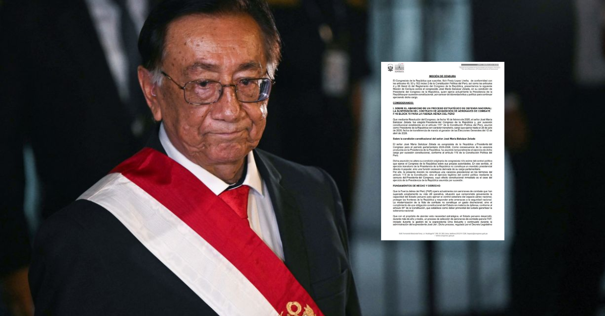 Formalizan moción de censura contra el presidente José Balcázar por caso aviones F-16