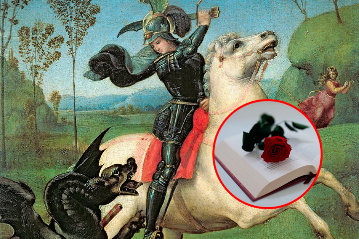 La fusi�n de lo que representaba San Jorge y la costumbre de la rosa en su honor, crearon la costumbre.