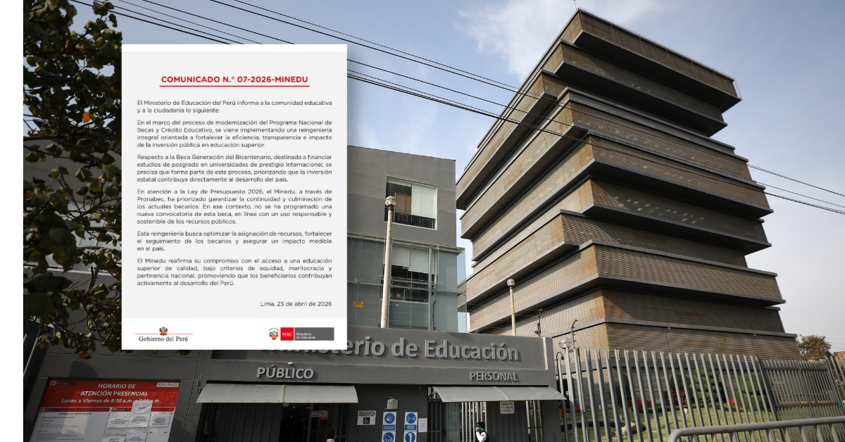 Minedu confirma suspensión de la convocatoria para la Beca Generación Bicentenario: "No se ha programado"