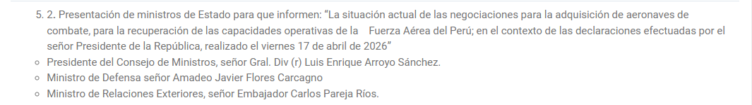 Agenda Comisi�n de Defensa.