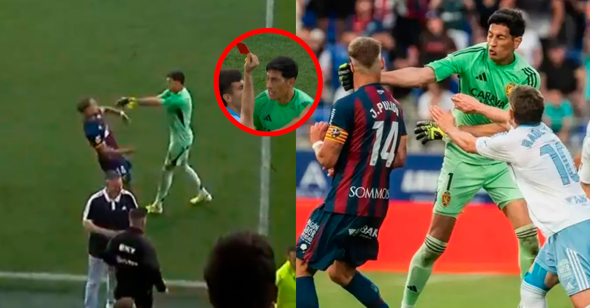 Caos en el fútbol español: Esteban Andrada, arquero del Zaragoza, reacciona violentamente contra rival