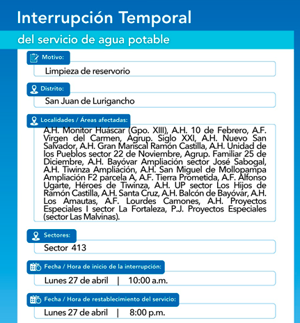 Sin servicio en SJL.