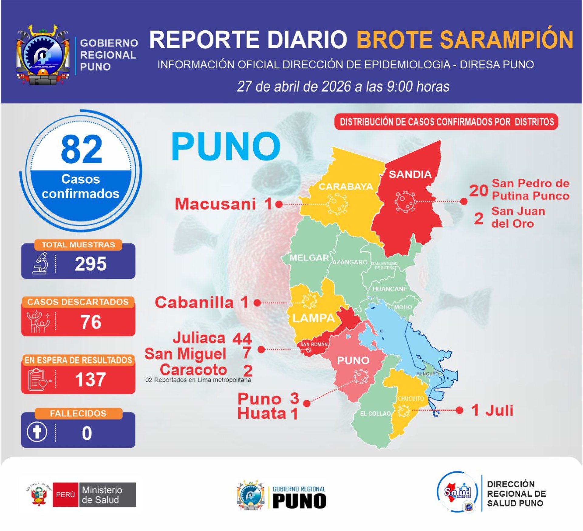 Diresa Puno confirma 82 casos de sarampi�n