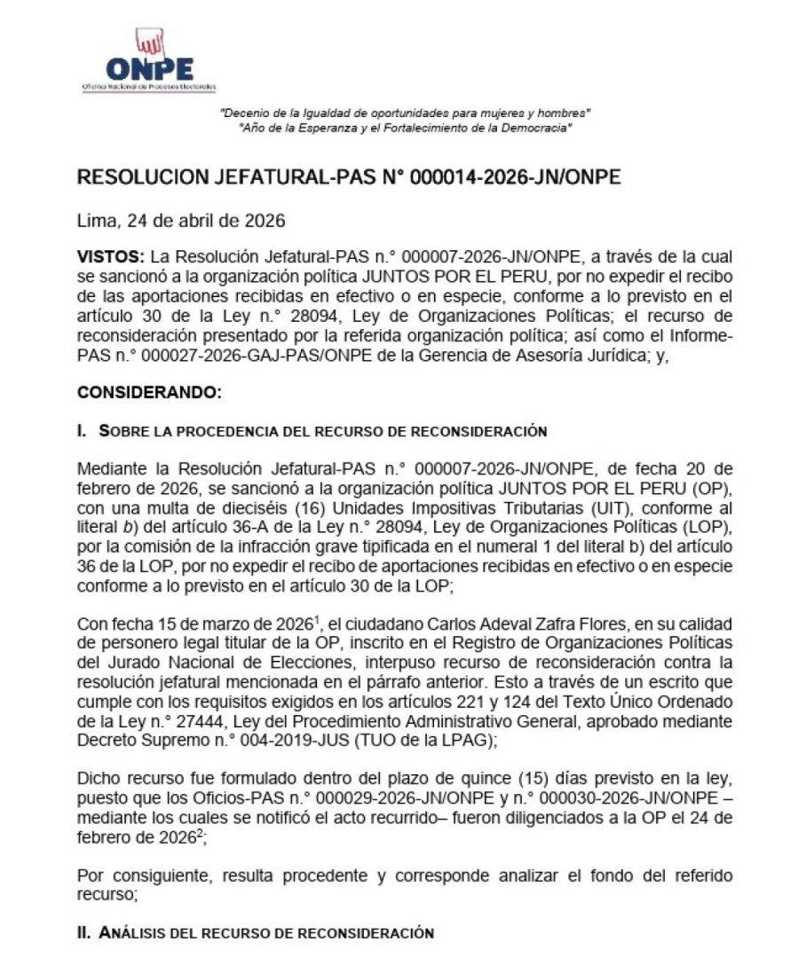 Resoluci�n Jefatural-PAS N.� 000014-2026-JN/ONPE