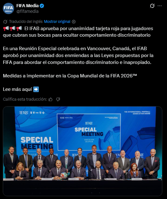 IFAB anuncia la aprobaci�n de la nueva regla.