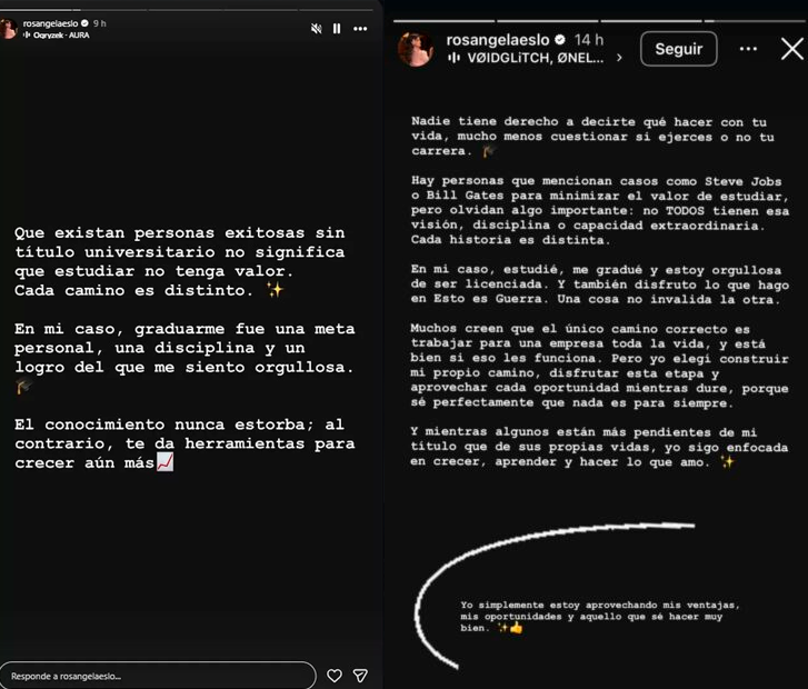 Rosangela Espinoza se defiende en redes.