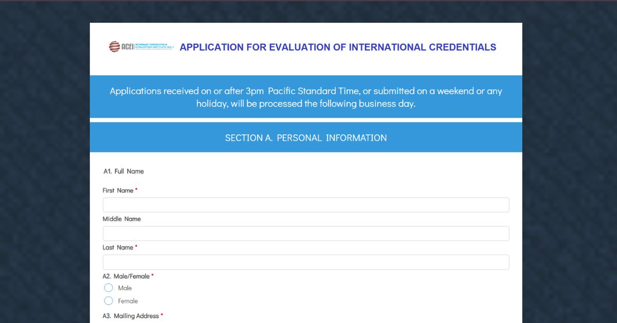 Formulario para aplicar a la Evaluaci�n Internacional de Credenciales