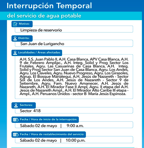 Interrupci�n del servicio en SJL.