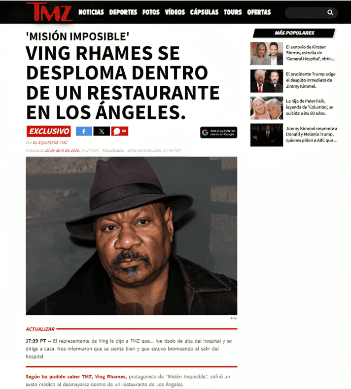 As� inform� TMZ sobre Ving Rhames