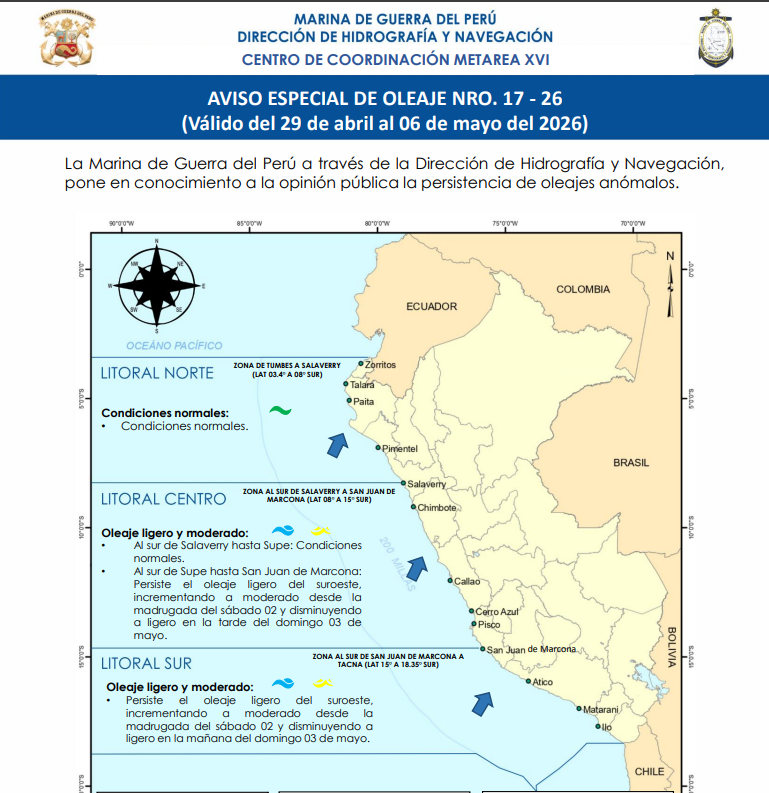 Aviso Especial de Oleaje N.� 17-26.