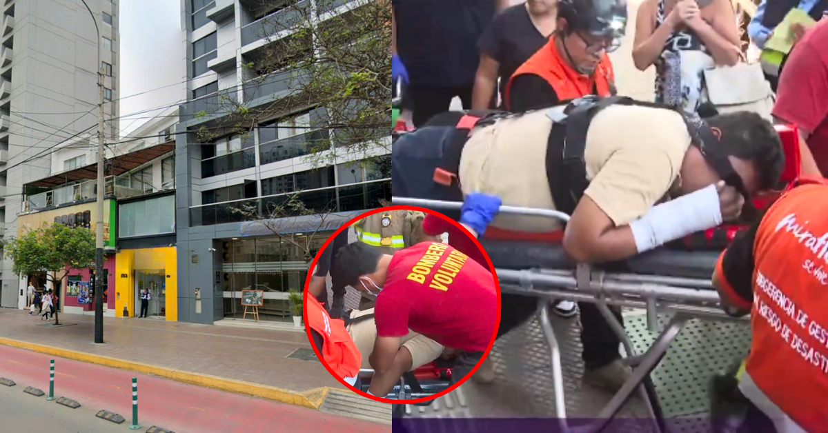 Grave accidente en Miraflores: Auto cayó dos pisos en hotel y deja a conductor herido