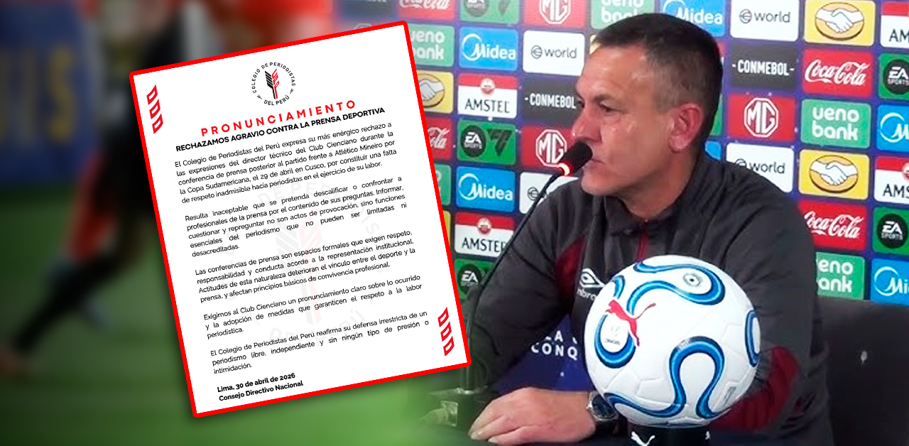 Colegio de Periodistas del Perú rechaza expresiones de Horacio Melgarejo contra prensa deportiva