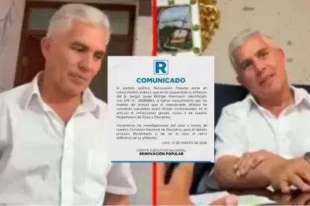 Renovaci�n Popular suspende a alcalde de Yanahuara