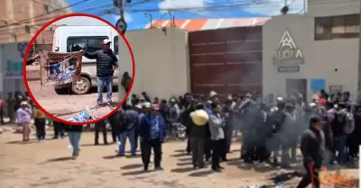 Manifestantes rechazan llegada de RLA a Puno