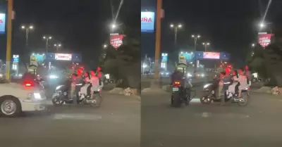 Hombre es detenido por llevar a toda su familia en una motocicleta