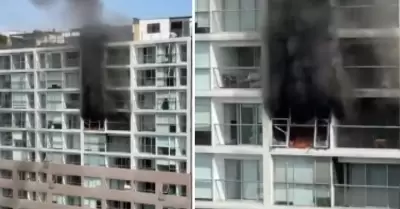 Incendio en edificio de San Isidro