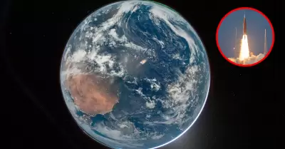 Vista de la Tierra captada desde la c�psula Orion durante la misi�n Artemis II.