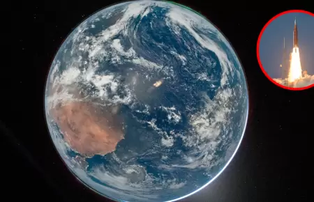 Vista de la Tierra captada desde la c�psula Orion durante la misi�n Artemis II.