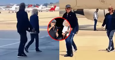 Integrantes de la banda AC/DC fueron captados en el aeropuerto de Pisco