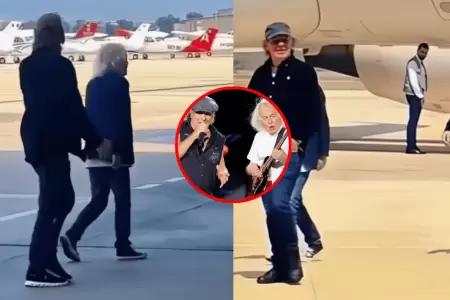 Integrantes de la banda AC/DC fueron captados en el aeropuerto de Pisco