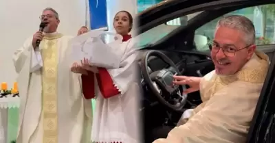 Cura gan� auto en rifa en su parroquia en Brasil.