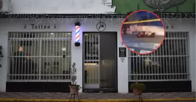 Ladrones intentan asaltar barber�a, pero son baleados con su propia arma