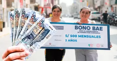 Bono BAE de S/500 en seis regiones.