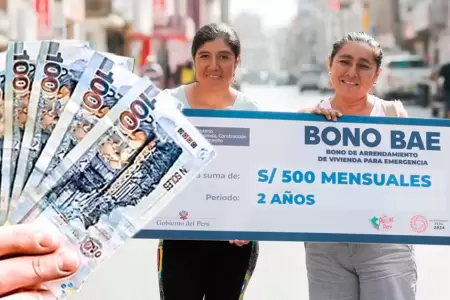 Bono BAE de S/500 en seis regiones.