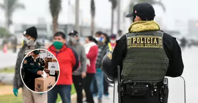 Polic�as brindando seguridad en locales electorales.
